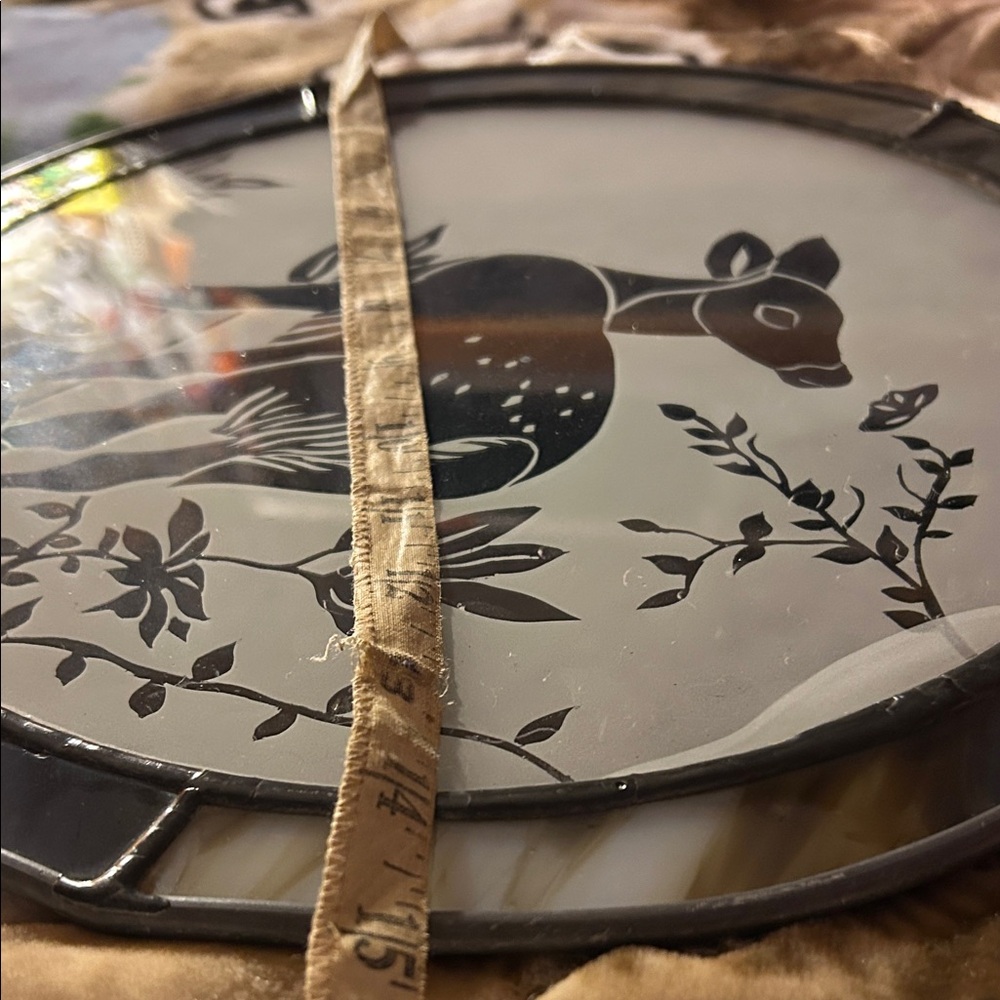Stained Glass Art with Deer Design - Brown and Cream - Picture 4 of 5